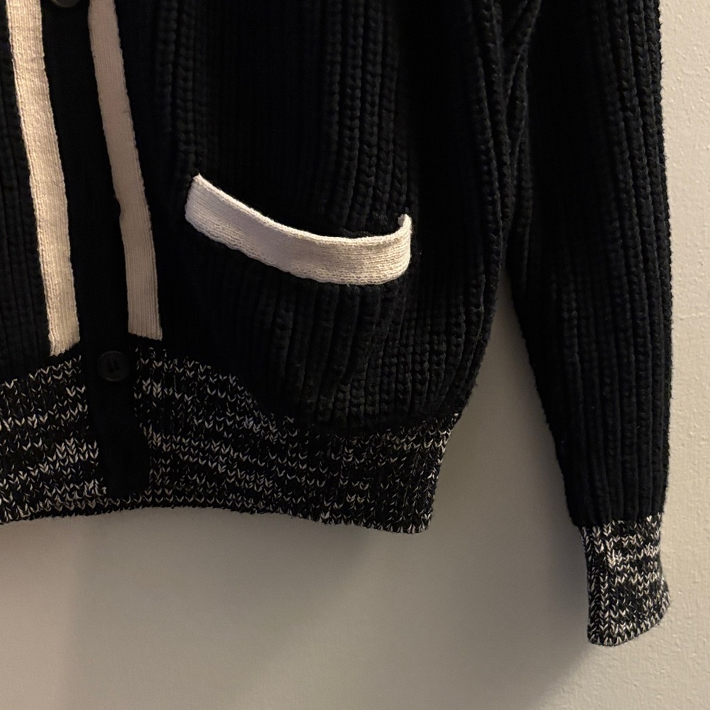 J. Crew Black Cardigan with Cream Trim - Picture 3 of 4